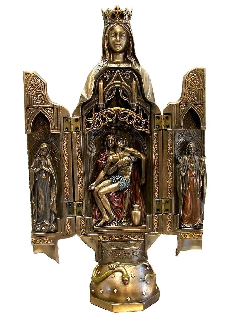 FIGURKA MATKI BOSKIEJ Z LOURDES TRYPTYK, OŁTARZ PODRÓŻNY