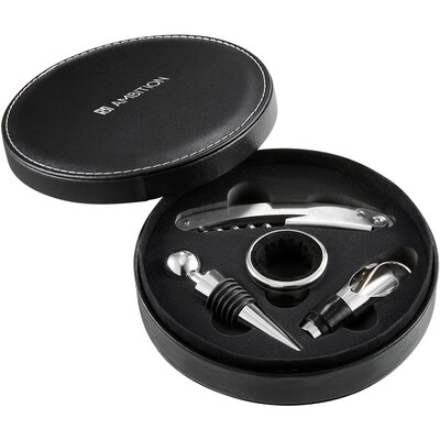 Komplet akcesoriów do wina w skórzanym etui Bolero 4-elementowy AMBITION