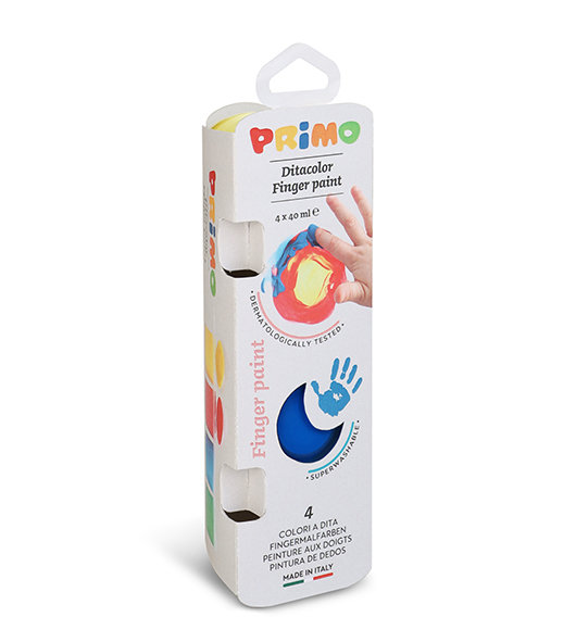 Farby do malowania palcami, 4 x 40 ml, Primo