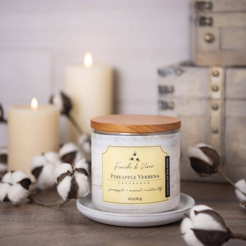 Sojowa świeca zapachowa 3 knoty Colonial Candle Finch & Vine 411 g - Ananas Werbena