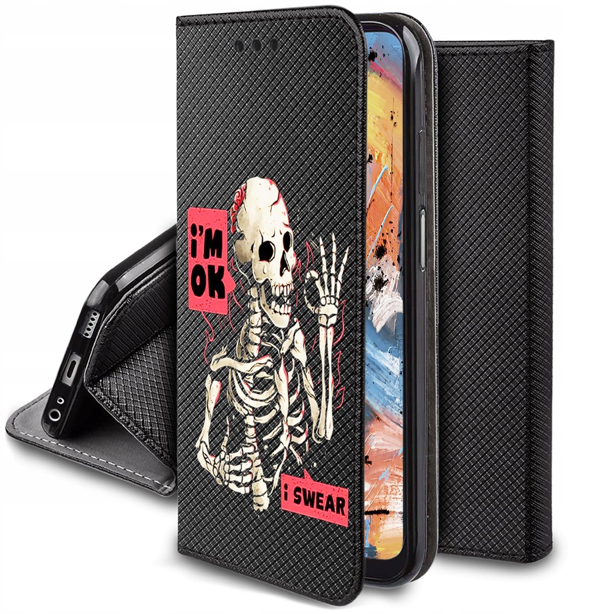 Etui do Motorola Moto G34 5G MAGNET WZORY CASE PORTFEL + SZKŁO 9H