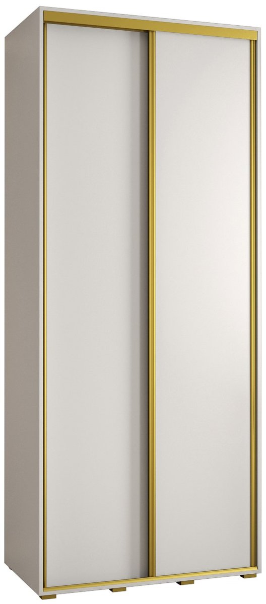 Szafa przesuwna wysoka Davos 1 100 gł. 45 biały + biały + złoty / Abiks Meble