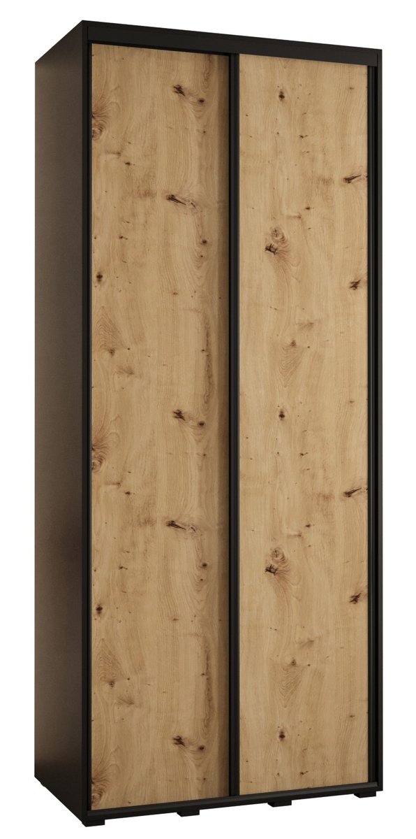 Szafa przesuwna wysoka Davos 1 100 gł. 45 czarny + artisan + czarny / Abiks Meble