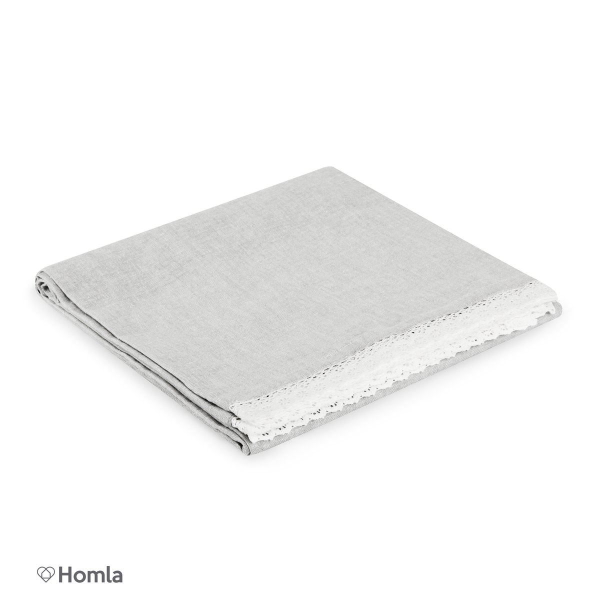 Obrus ASEN z koronkowym wykończeniem szary 130x180 HOMLA