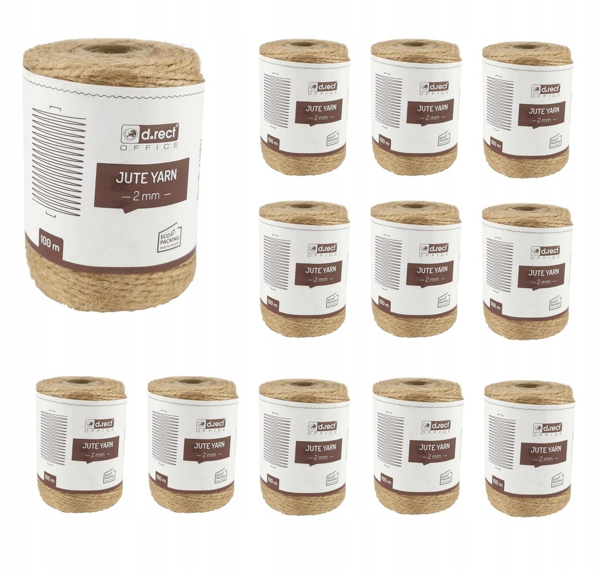 12X SZNUREK JUTOWY OZDOBNY NATURALNY JUTA 2mm 100m