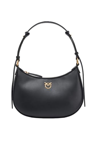 Pinko Damska torba Half Moon Mini FL jedwab cielęcy, Z99q_czarny-Antique Gold, Z99q_czarny-antyczne złoto