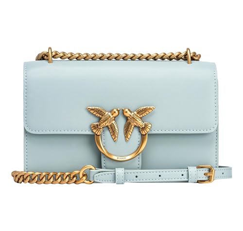 Pinko Love One Mini DC Cielęcina Jedwab, Torba Damska, E68Q_BRUMA Szary-Antique Gold, E68q_bruma Złoto Szaro-antyczne