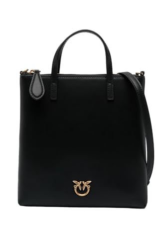 Pinko Mini Shopper Cielęcina Jedwab, Torba Damska, Z99Q_Czarny-Antique Gold, Z99q_czarno-antyczne złoto