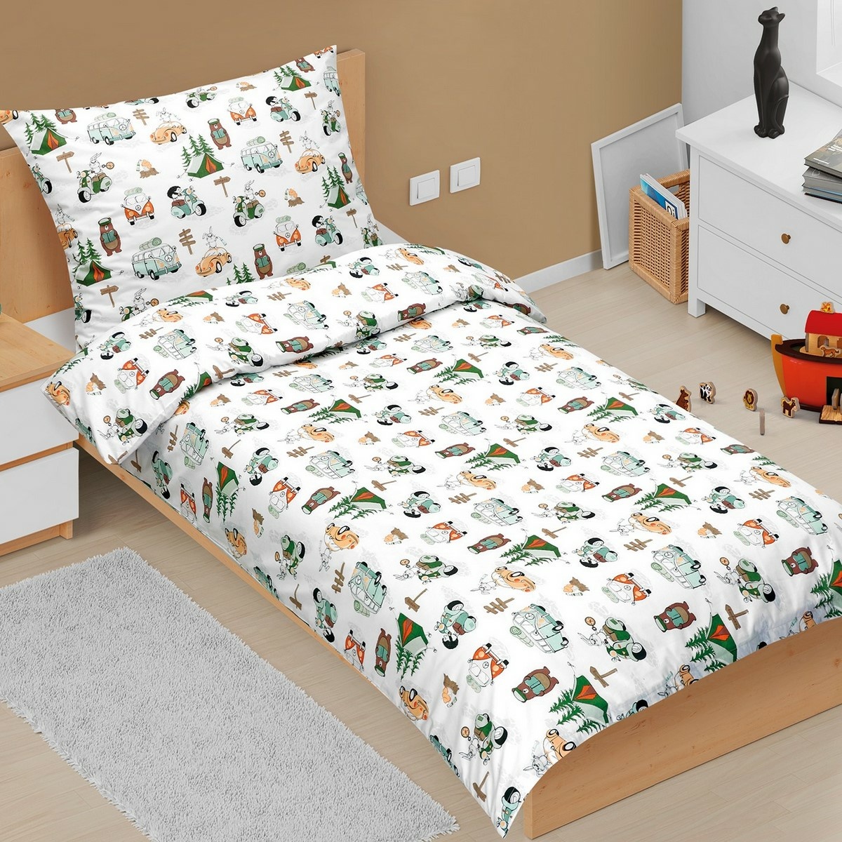 Bellatex Pościel bawełniana Junior Biwakowanie, 140 x 200 cm, 70 x 90 cm