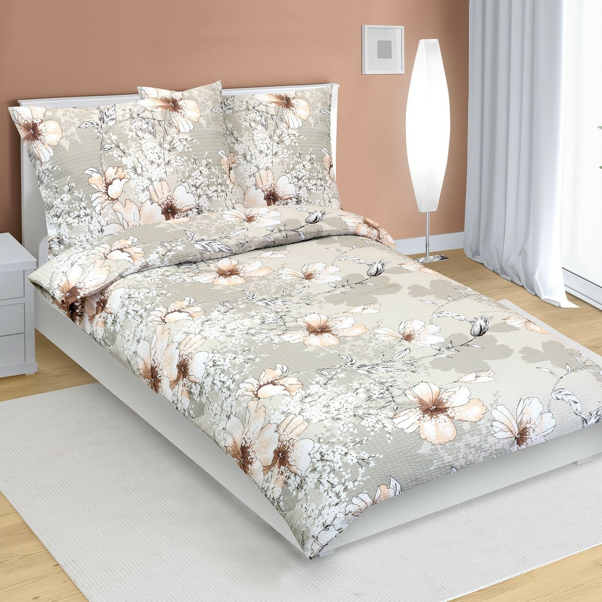 Bellatex Pościel z kory Hibiskus kawowy, 140 x 220 cm, 70 x 90 cm