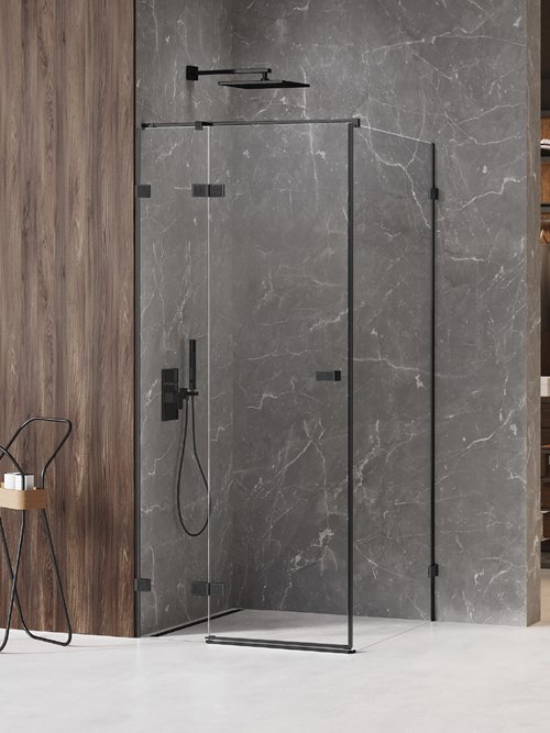 New Trendy Czarna kabina prysznicowa lewa 80x100 EXK-6852 Avexa Black XR