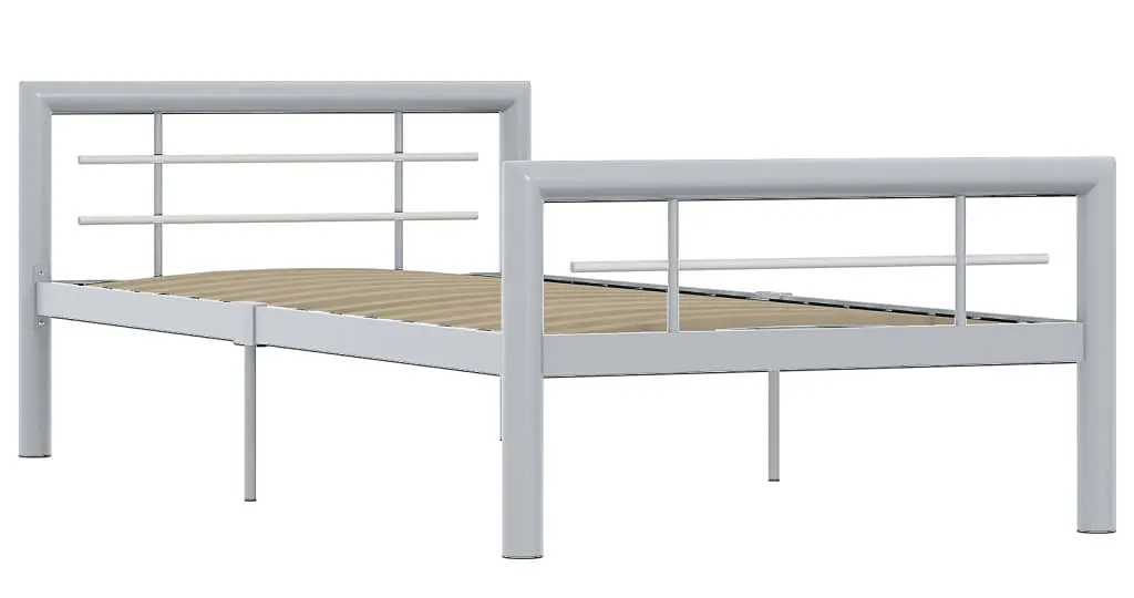 Szare metalowe łózko jednoosobowe 100x200 cm P6-C02