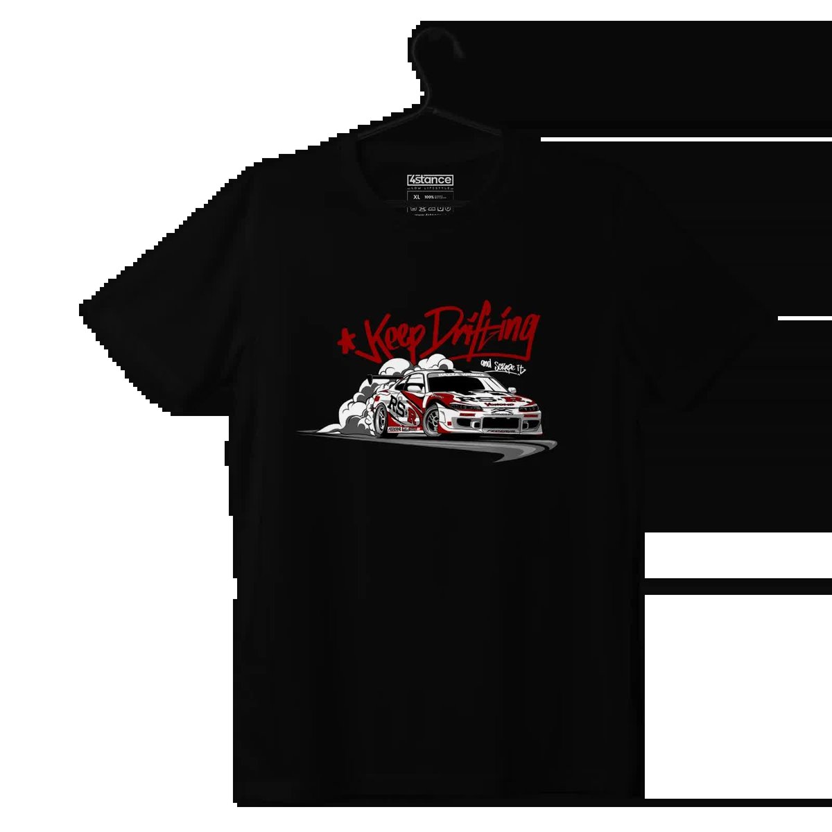 Czarny T-shirt Nissan Silvia S15 Keep Drifting-4XL