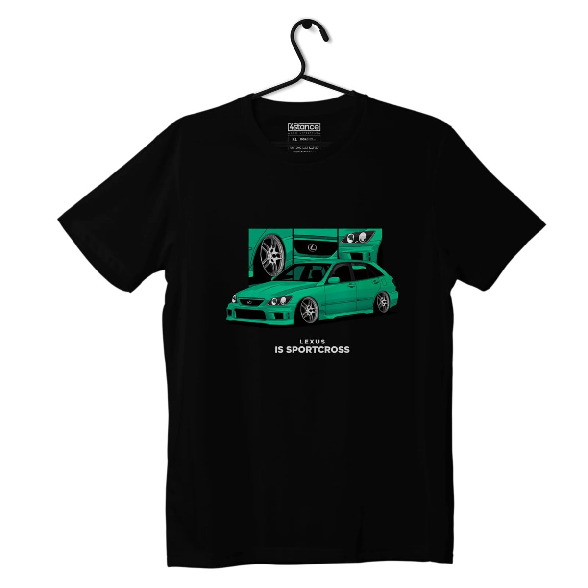 Czarny T-shirt LEXUS IS Sportcross zielony-3XL