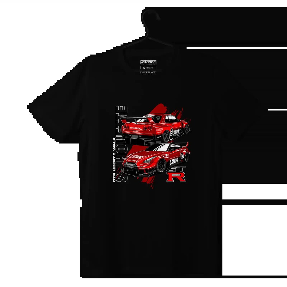 Czarny T-shirt Nissan Skyline R35 Silhouette-L