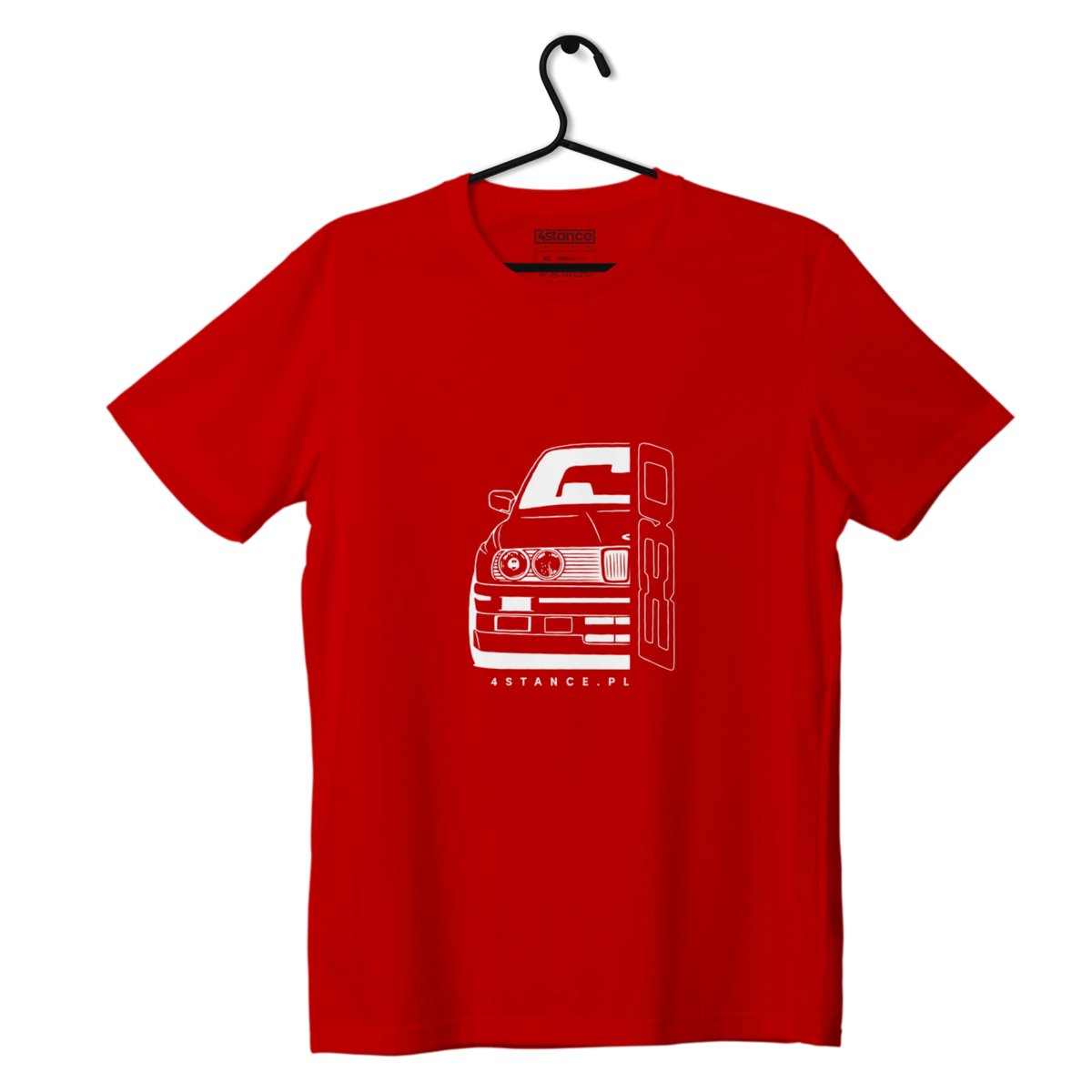 T-shirt koszulka przód BMW E30 czerwona-XL