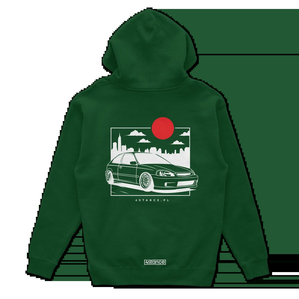 Bluza z kapturem Honda Civic VI JDM zielona-XXL