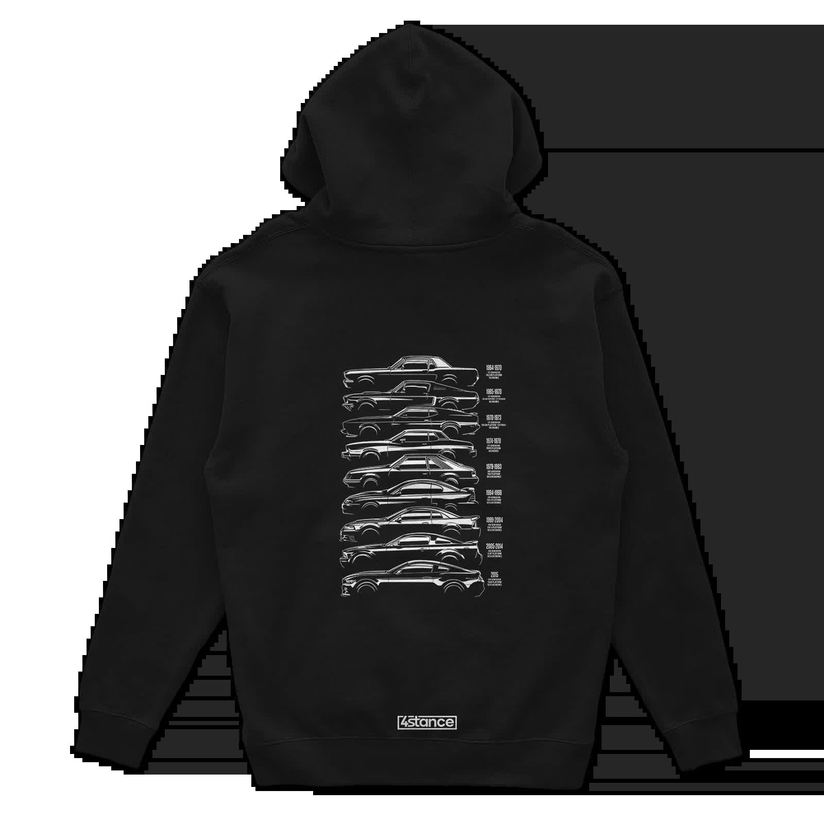 Czarna bluza z kapturem FORD Mustang history-XS