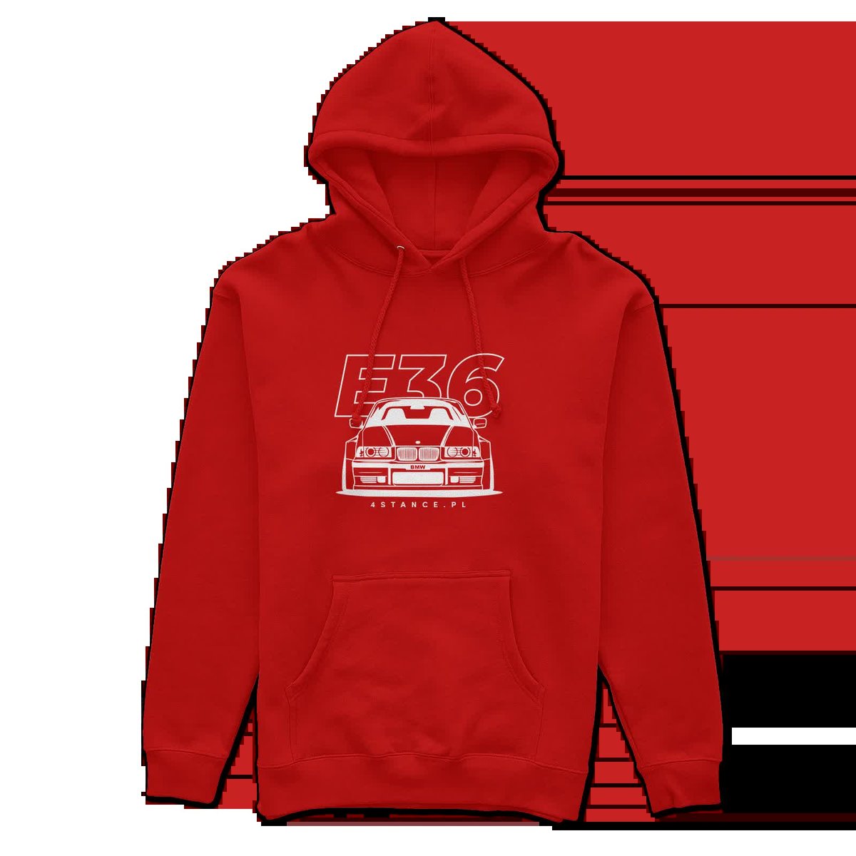 Bluza z kapturem przód BMW E36 czerwona-3XL