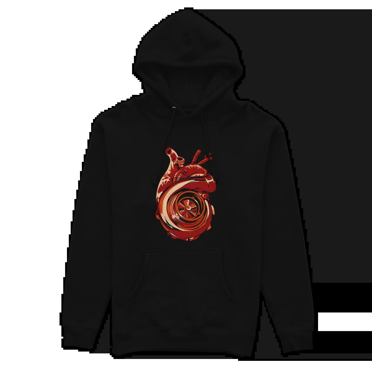 Czarna bluza z kapturem TURBO HEARTS-3XL