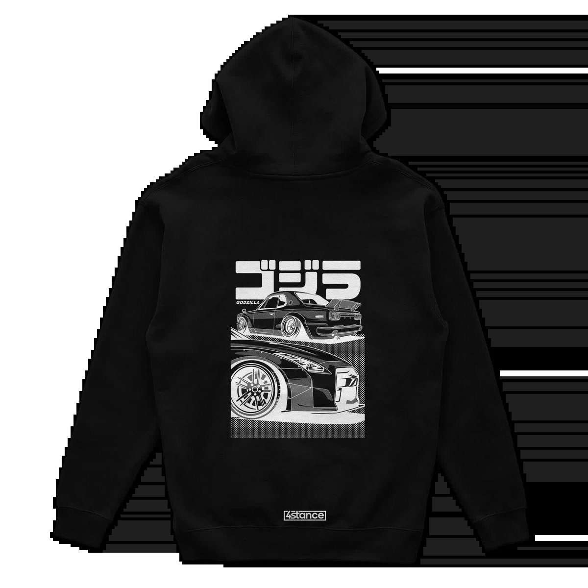 Czarna bluza z kapturem Nissan Skyline GT-R GOJIRA-XS