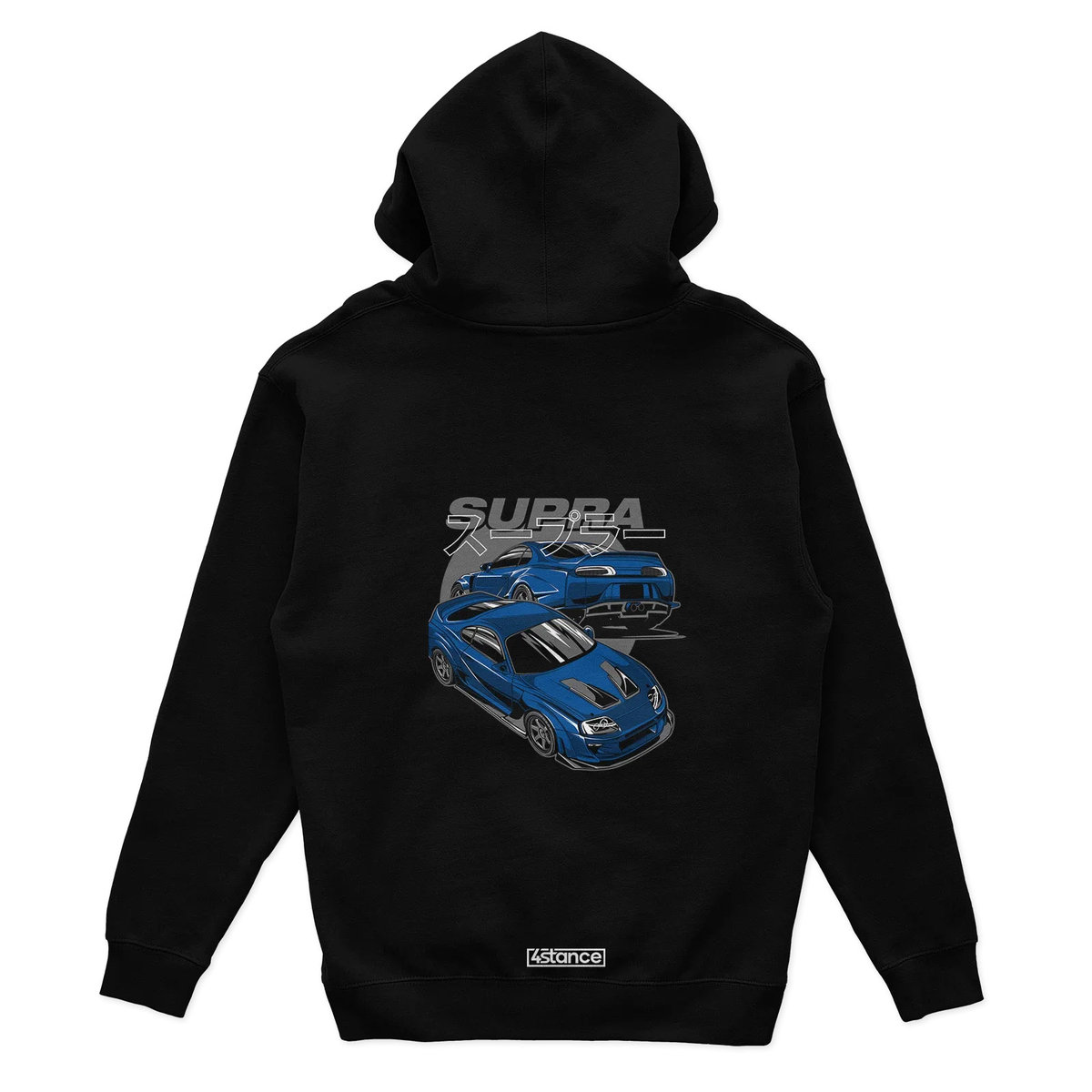 Czarna bluza z kapturem Toyota Supra mk4 Blue-XS