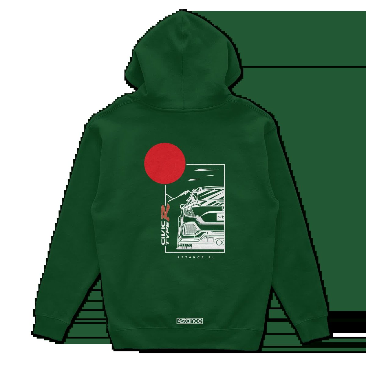 Bluza z kapturem Honda Civic Type R zielona-3XL