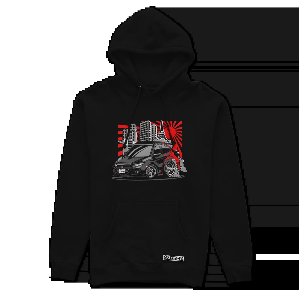 Czarna bluza z kapturem Honda Civic FK8-XXL