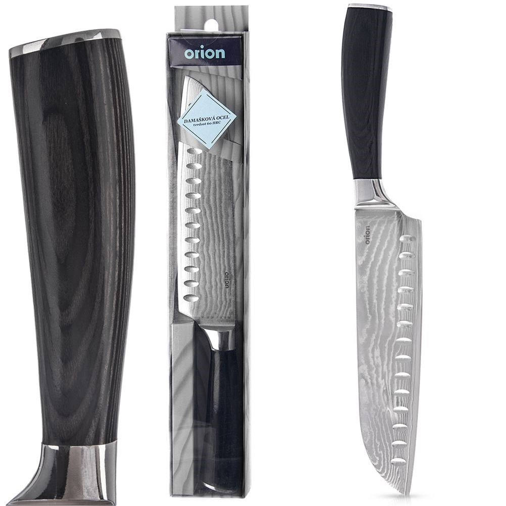 Nóż Santoku stalowy do krojenia siekania stal damasceńska DAMASCUS 31 cm