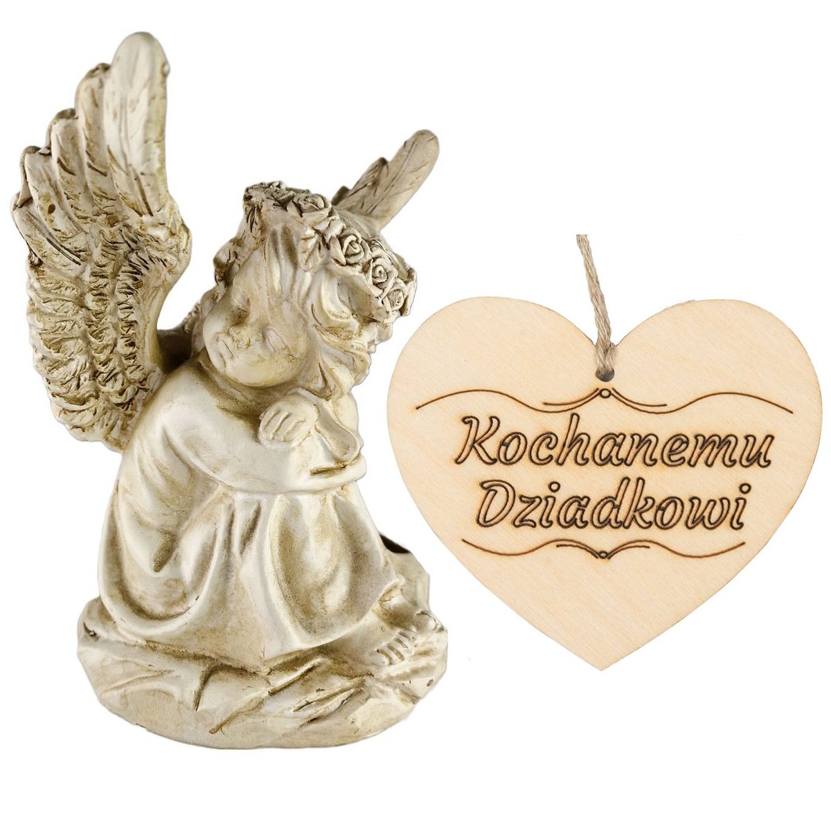 ZNICZ ANIOŁ STRÓŻ SOLARNY świecąca korona do ogrodu lub grób DZIADKA 16 CM