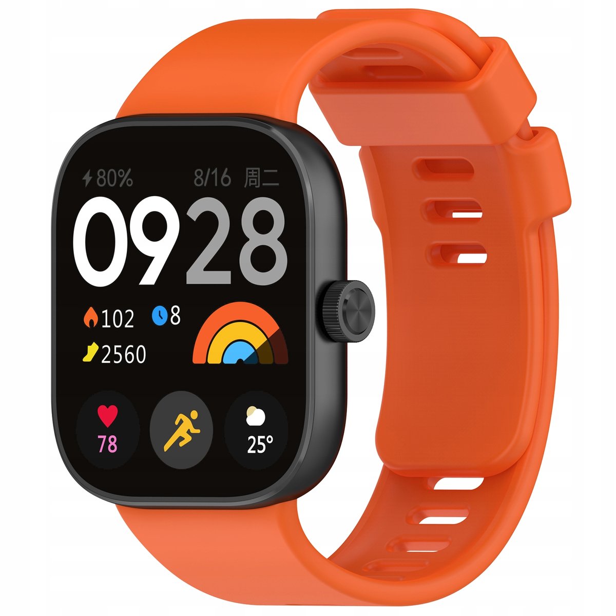 Pasek Bizon Strap Watch Silicone do Xiaomi Redmi Watch 4 / Xiaomi Band 8 Pro, marchewkowy