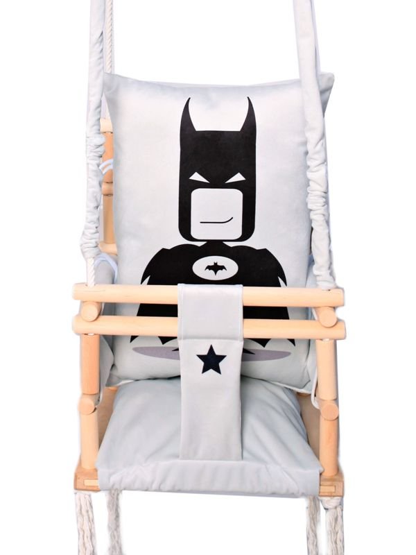 Huśtawka 3w1dla dzieci Usztywniona Domowa /Batman+pas bezp. CE Lovegifts