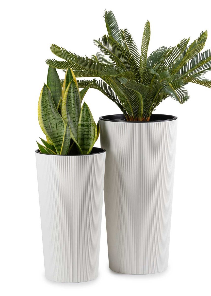 Zestaw donic ECO białe 2 szt Donica Wysoka SLIM Elegancka do Salonu Osłonka