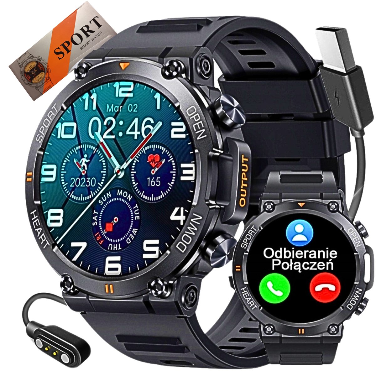 SMARTWATCH K56 PRO MĘSKI 360x360 ROZMOWY MENU PL WODOODPORNY SPORTOWY PULS