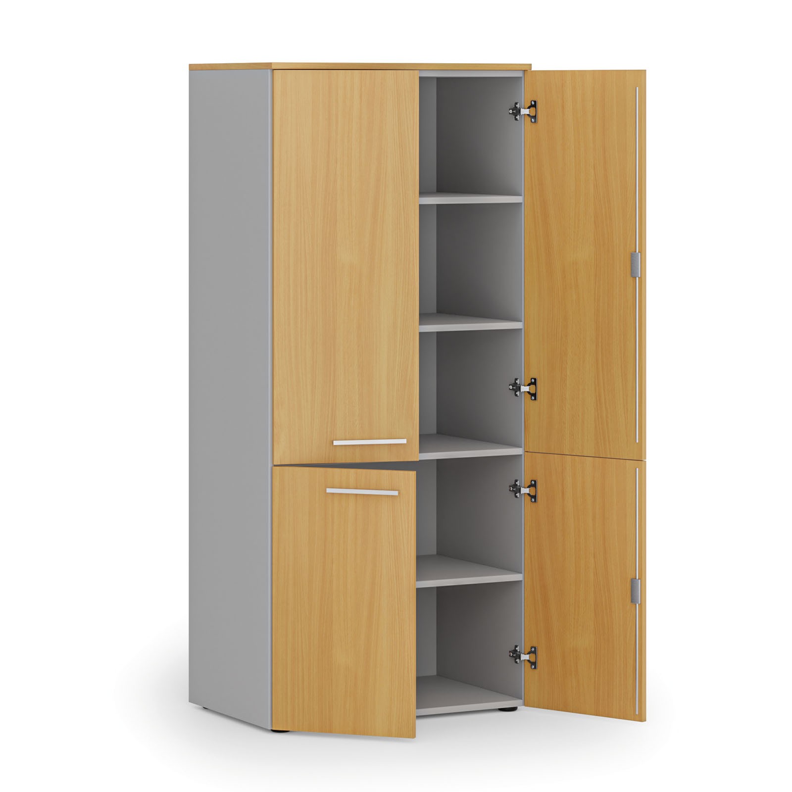 Szafa biurowa pół-drzwi PRIMO GRAY, 1781 x 800 x 500 mm, szary/buk