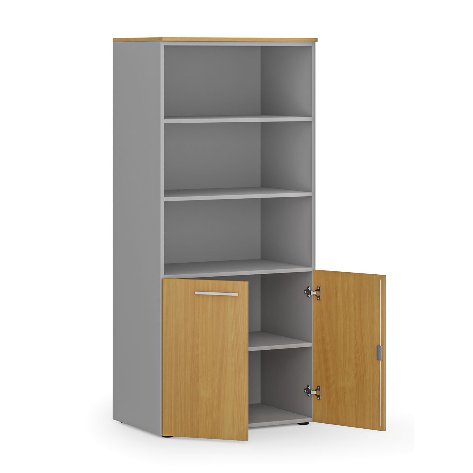 Szafa biurowa z drzwiami niskimi PRIMO GRAY, 1781 x 800 x 500 mm, szary/buk