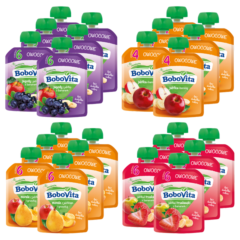 BoboVita Zestaw Mix-2 Musów owoc po 6 msc 24x80g