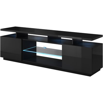 Szafka RTV EVA 180x40x52 czarny/czarny połysk
