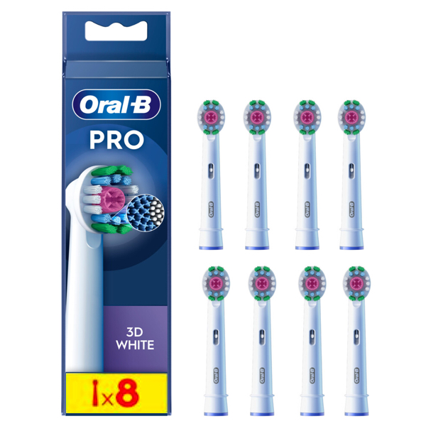 ORAL-B BRAUN końcówki do szczoteczki elektrycznej końcówki do szczoteczki elektrycznej 3D WHITE 8szt. EB18-8 