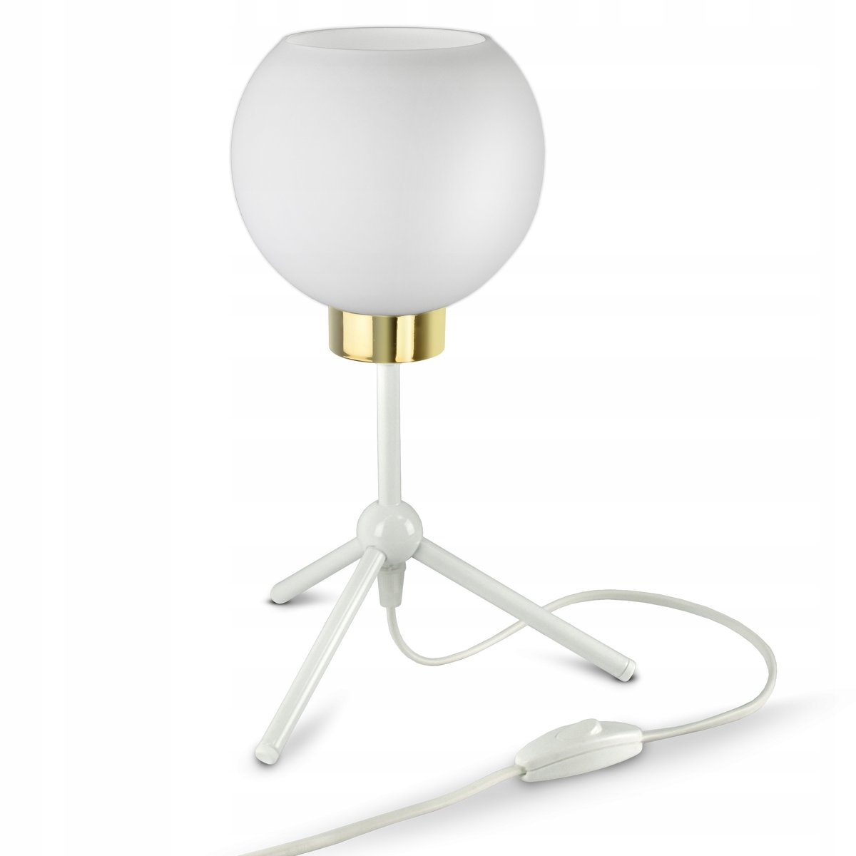 Lampka Nocna Stołowa Dekoracyjna Biała Szklana Kula White Glass LA1 LED E27