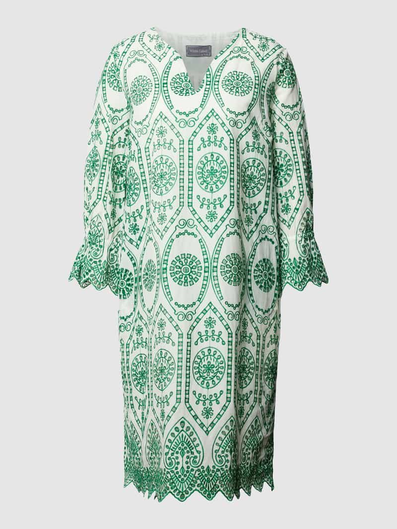 Sukienka o długości do kolan z haftem angielskim