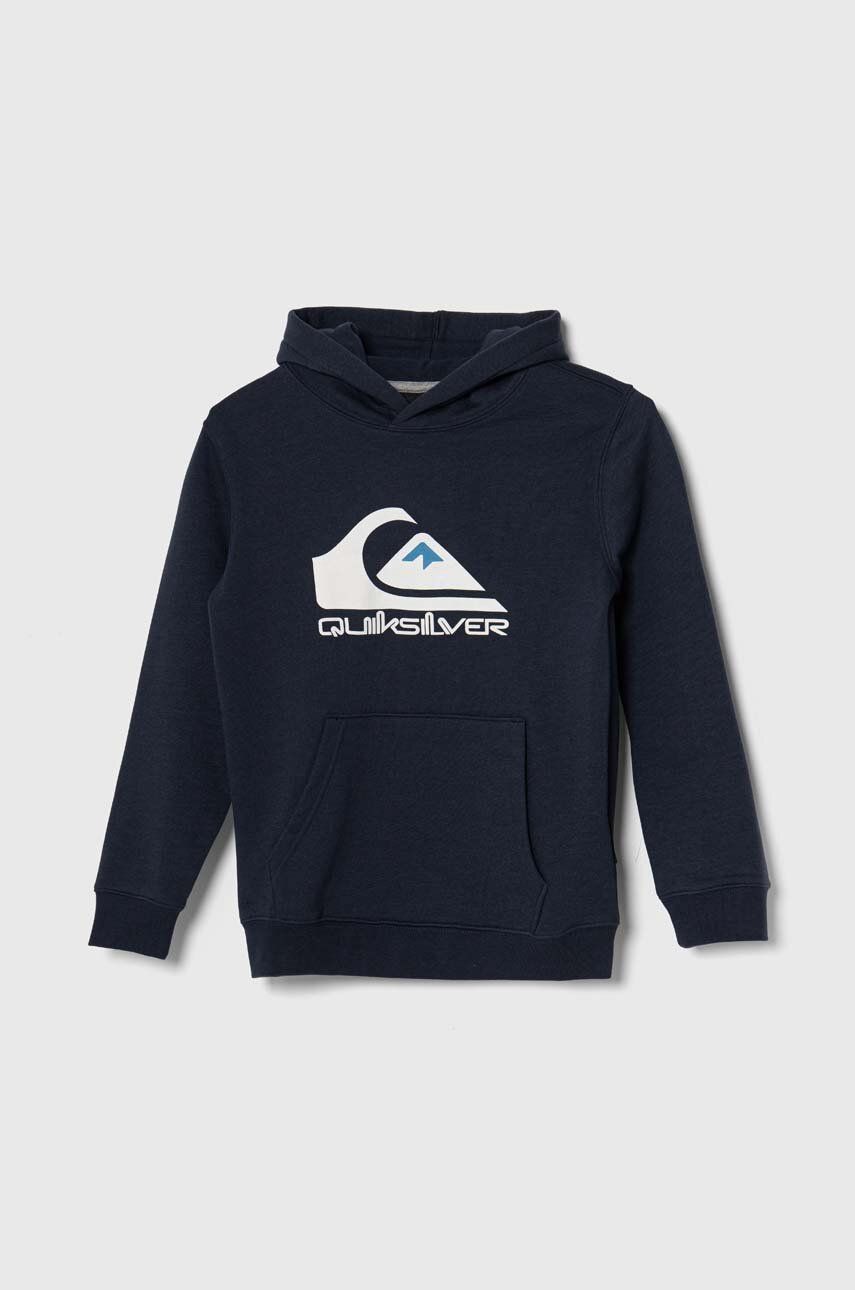 Quiksilver bluza dziecięca BIG LOGO kolor granatowy z kapturem z nadrukiem