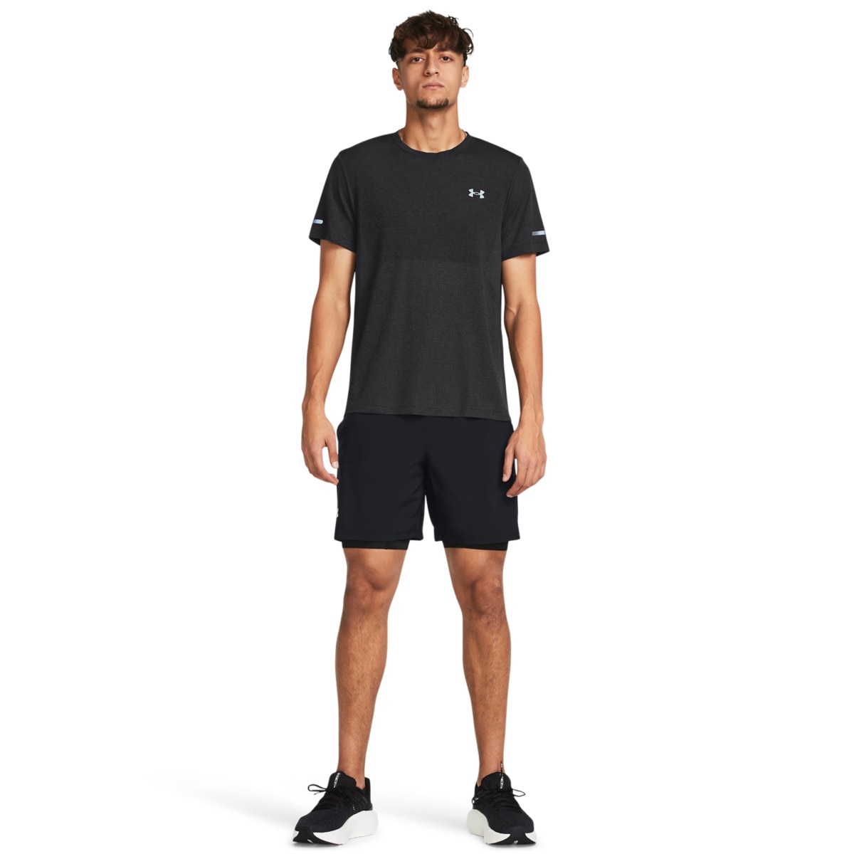 Męskie spodenki do biegania Under Armour UA Launch 7'' 2-IN-1 Short - czarne - UNDER ARMOUR
