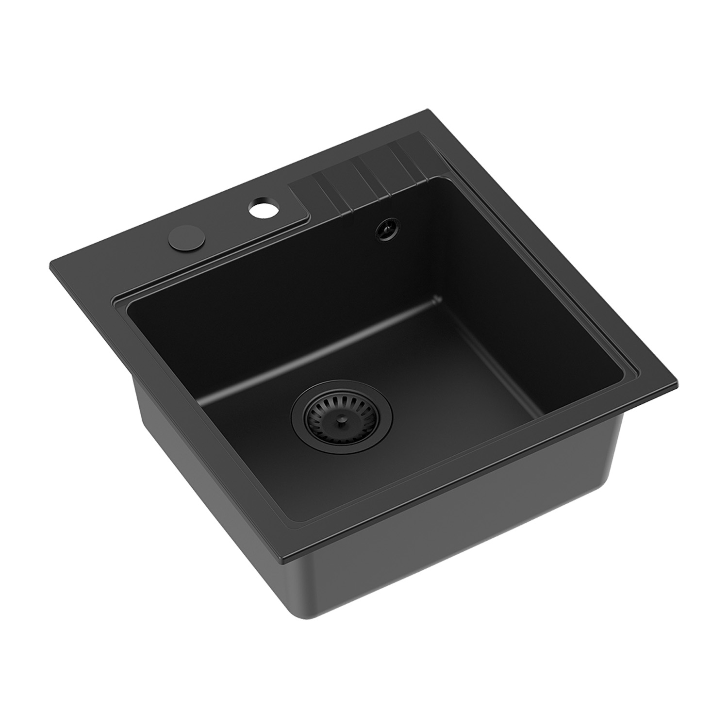 Zlewozmywak granitowy Root Chef Leo Box, czarny mat, 50 x 52 x 20 cm