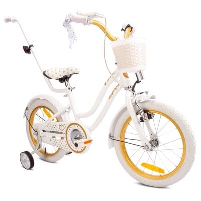 Rower dziecięcy SUN BABY Heart bike 16 cali dla dziewczynki Biało-złoty | Bezpłatny transport