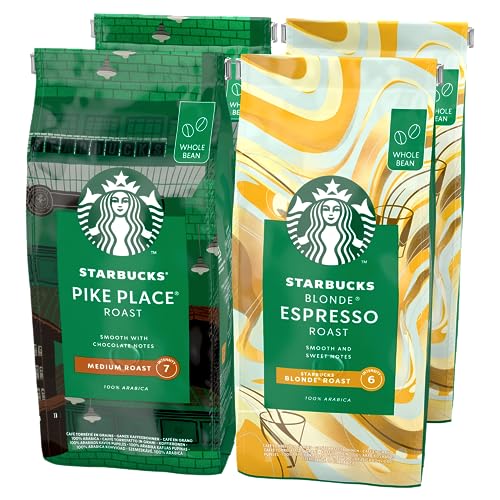 STARBUCKS Pike Place Roast, Blonde Espresso Roast Kawa Ziarnista 450g (4 sztuk w zestawie)