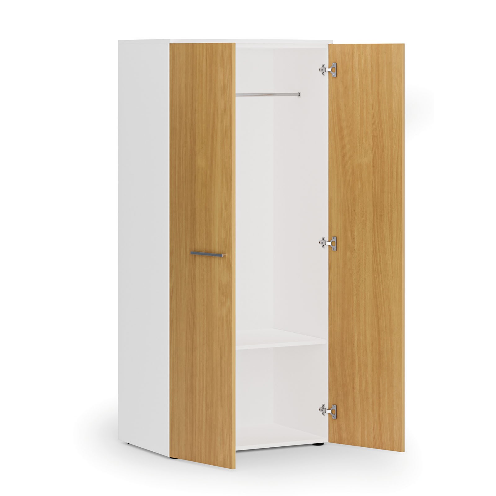 Szafa ubraniowa biurowa PRIMO WHITE, 1 półka, drążek do szafy, 1781 x 800 x 500 mm, biały/buk