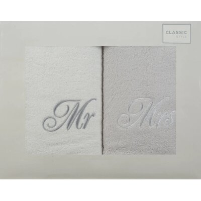 Komplet Ręczników Mr Mrs 2 2 szt. 50 x 90 Biały
