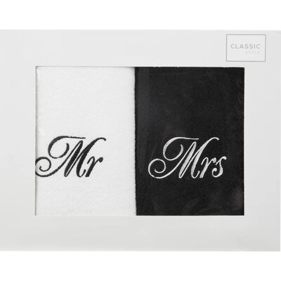 Komplet Ręczników Mr Mrs 2 2 szt. 50 x 90 Biały