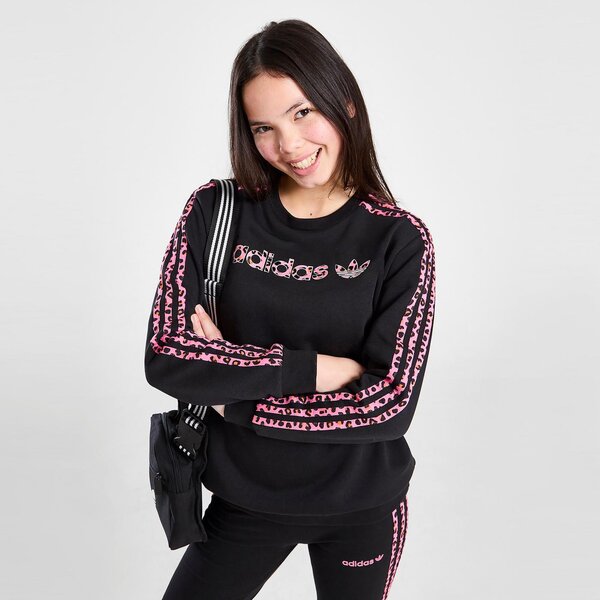 ADIDAS BLUZA LEOPARD INFILL CREW BLK GIRL - adidas